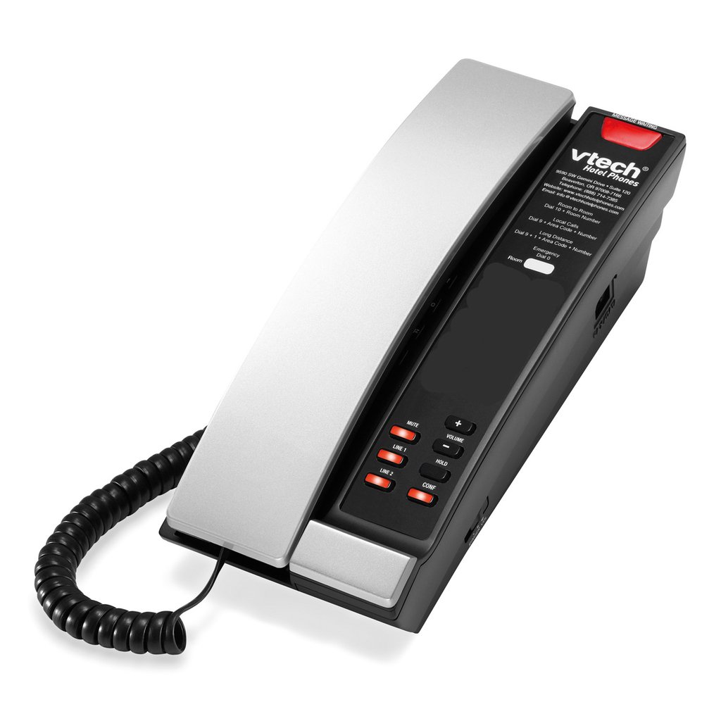 CONTEMPORARY ANALOG 2-LINE CORDED PETITE PHONE CON 0/3/5/10 PROGRAMMABLE SPEED DIALS ANTIBACTERIAL PLASTICO FEATURE KEYS  - A2221 L2 - SILVER /BLACK